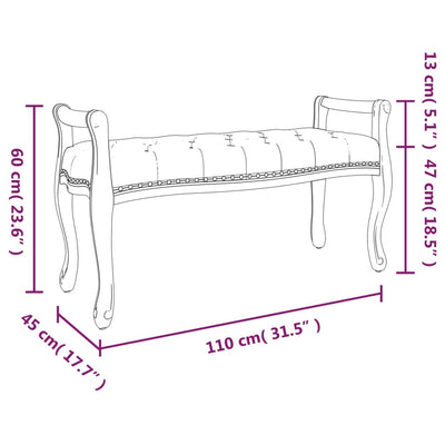 vidaXL Bench Dark Grey 110x40x70 cm Fabric