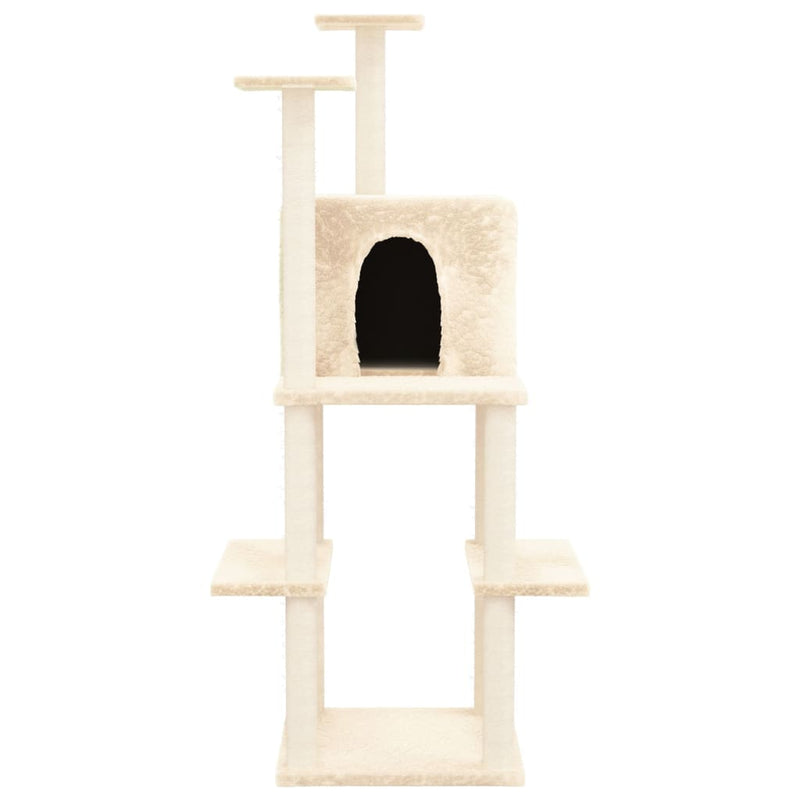 vidaXL Cat Tree with Sisal Scratching Posts Cream 144.5 cm