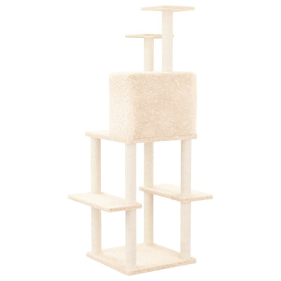 vidaXL Cat Tree with Sisal Scratching Posts Cream 144.5 cm
