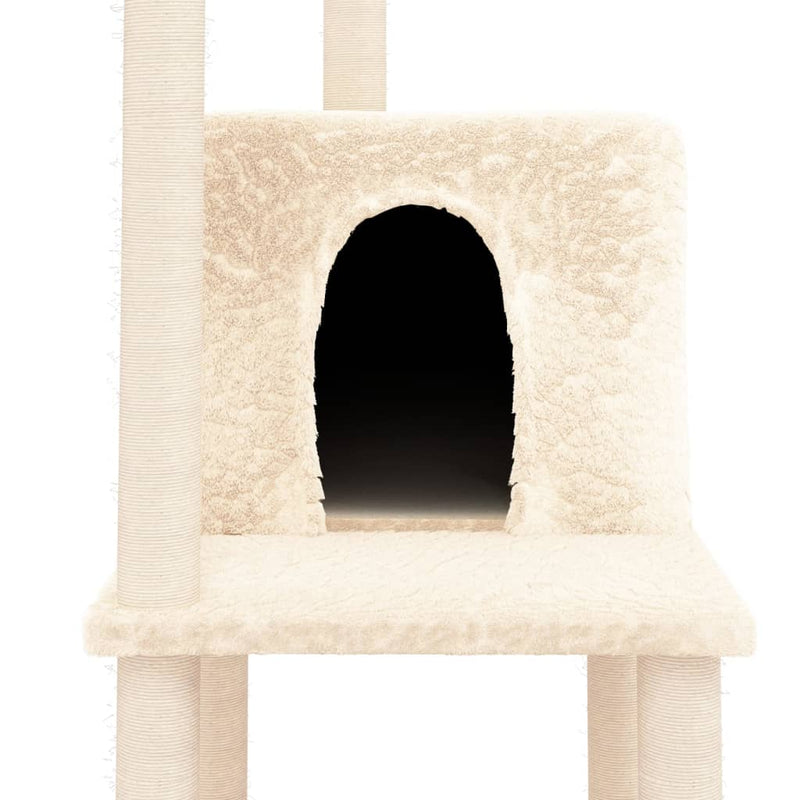 vidaXL Cat Tree with Sisal Scratching Posts Cream 144.5 cm