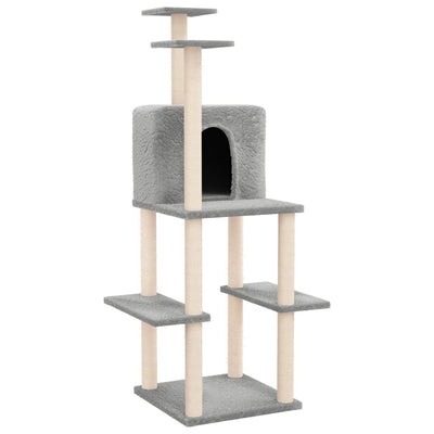 vidaXL Cat Tree with Sisal Scratching Posts Cream 144.5 cm