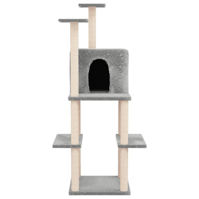 vidaXL Cat Tree with Sisal Scratching Posts Cream 144.5 cm