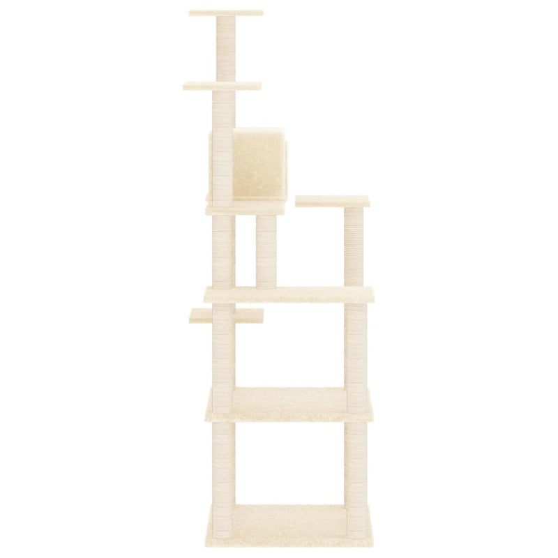 vidaXL Cat Tree with Sisal Scratching Posts Cream 153 cm