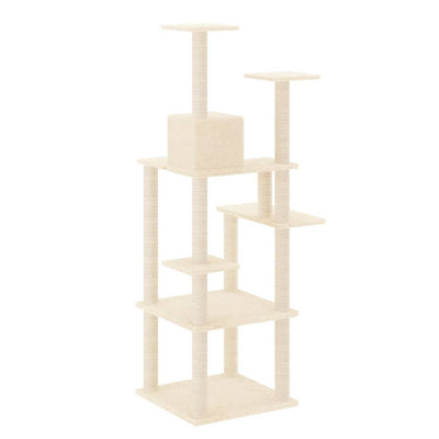 vidaXL Cat Tree with Sisal Scratching Posts Cream 153 cm