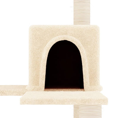 vidaXL Cat Tree with Sisal Scratching Posts Cream 153 cm