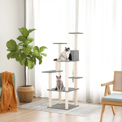 vidaXL Cat Tree with Sisal Scratching Posts Cream 153 cm
