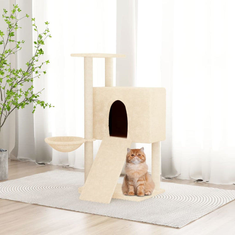 vidaXL Cat Tree with Sisal Scratching Posts Cream 96 cm