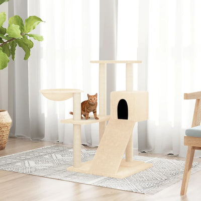 vidaXL Cat Tree with Sisal Scratching Posts Cream 94 cm