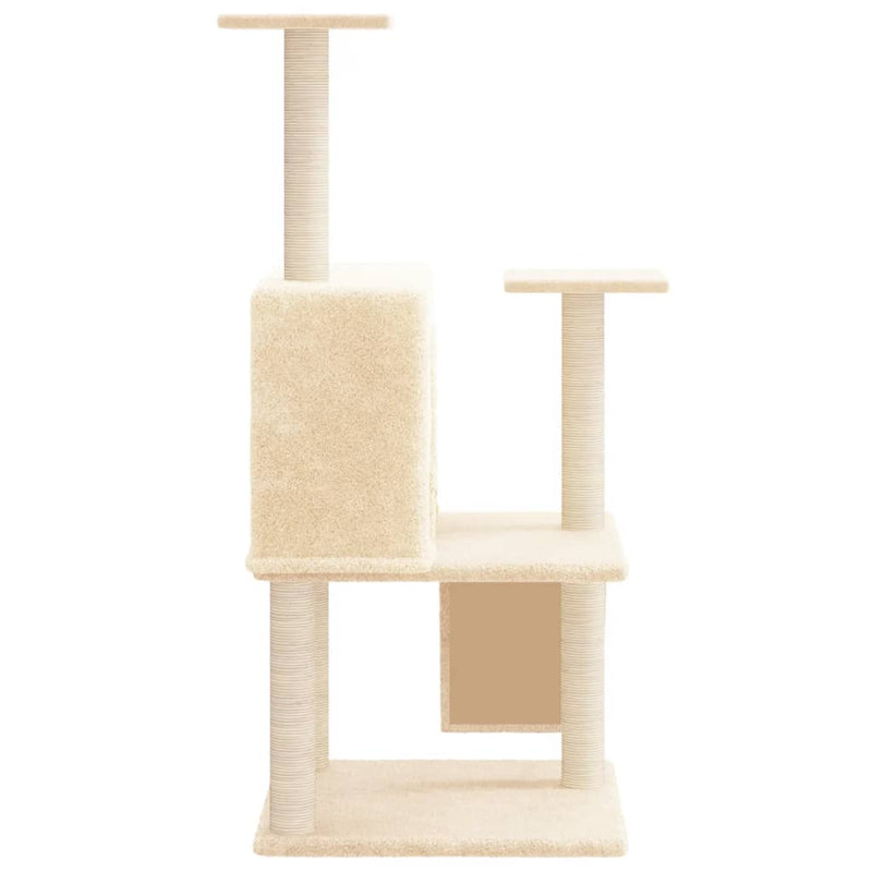 vidaXL Cat Tree with Sisal Scratching Posts Cream 109 cm