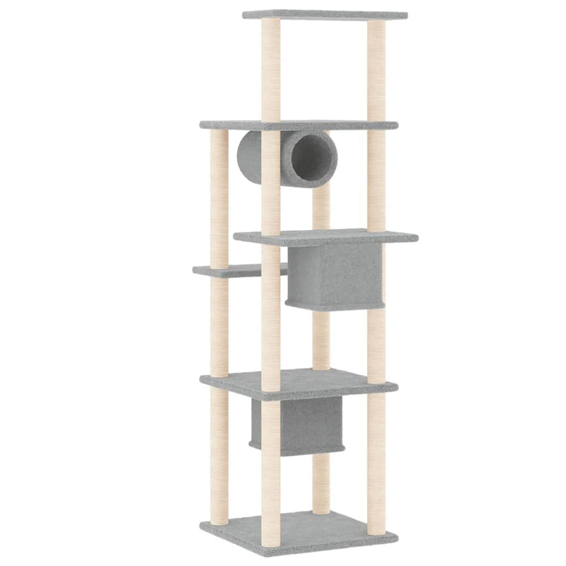 vidaXL Cat Tree with Sisal Scratching Posts Cream 169 cm