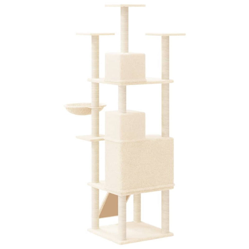 vidaXL Cat Tree with Sisal Scratching Posts Cream 175 cm