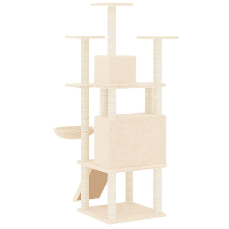 vidaXL Cat Tree with Sisal Scratching Posts Cream 154 cm