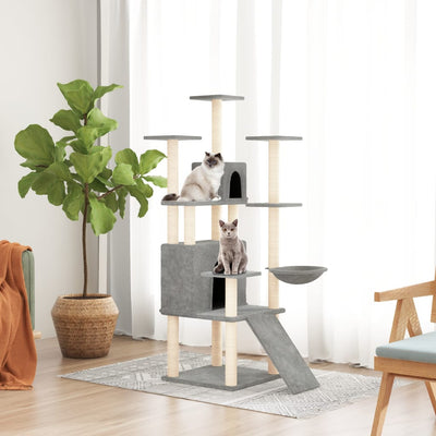 vidaXL Cat Tree with Sisal Scratching Posts Cream 154 cm