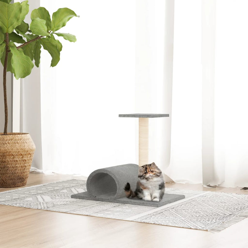 vidaXL Cat Scratching Post with Tunnel Cream 60x34.5x50 cm