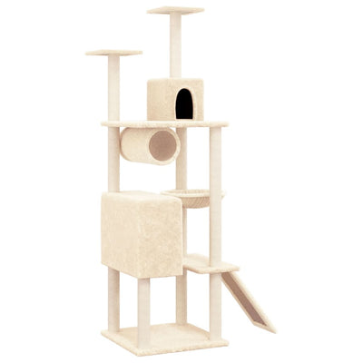vidaXL Cat Tree with Sisal Scratching Posts Light Grey 168 cm
