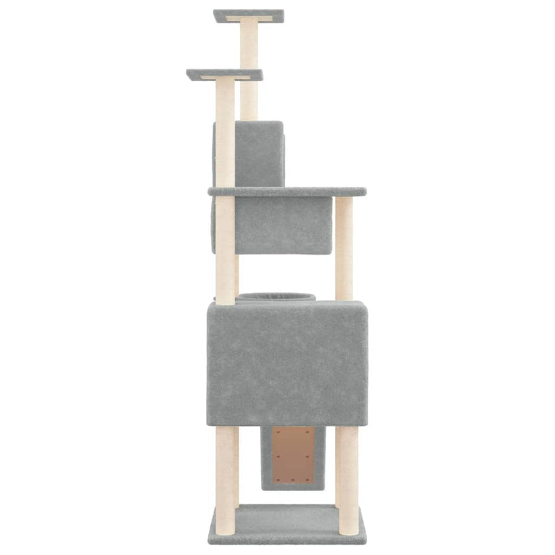 vidaXL Cat Tree with Sisal Scratching Posts Light Grey 168 cm