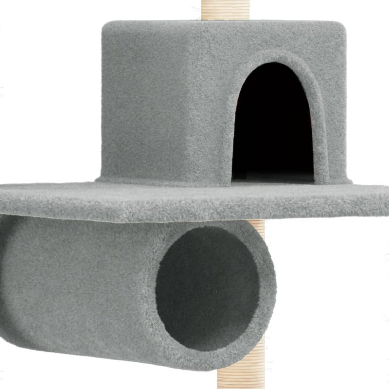 vidaXL Cat Tree with Sisal Scratching Posts Light Grey 168 cm