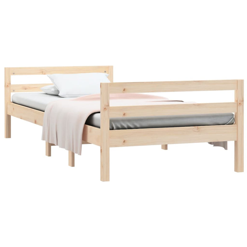 vidaXL Bed Frame without Mattress Black 90x190 cm Solid Wood Pine