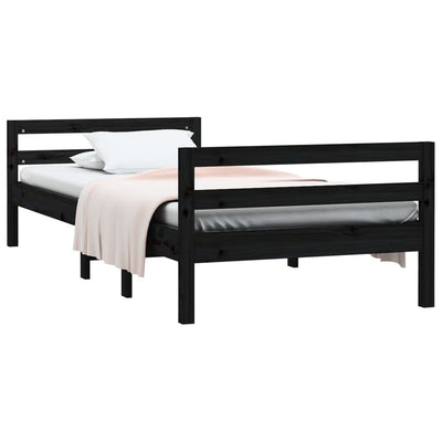 vidaXL Bed Frame without Mattress Black 90x190 cm Solid Wood Pine