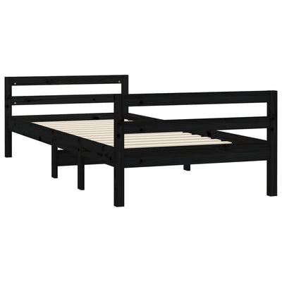 vidaXL Bed Frame without Mattress Black 90x190 cm Solid Wood Pine
