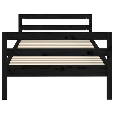 vidaXL Bed Frame without Mattress Black 90x190 cm Solid Wood Pine