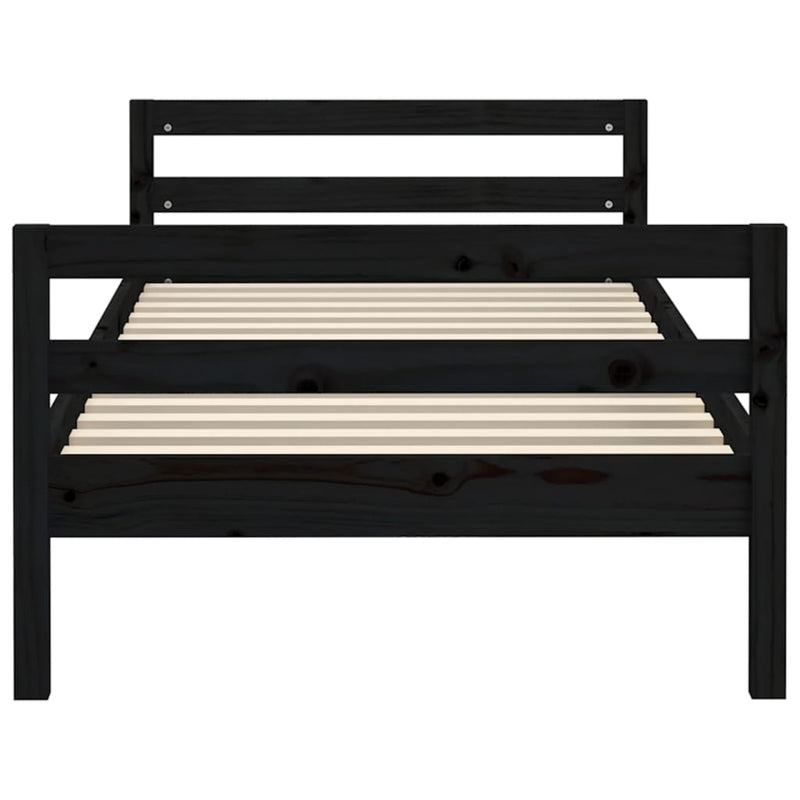vidaXL Bed Frame without Mattress Black 90x190 cm Solid Wood Pine