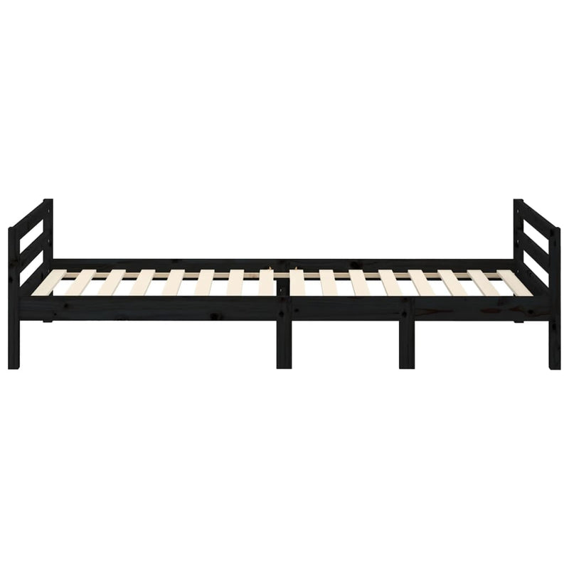 vidaXL Bed Frame without Mattress Black 90x190 cm Solid Wood Pine