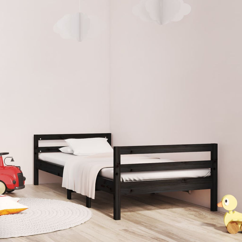 vidaXL Bed Frame without Mattress Black 90x190 cm Solid Wood Pine