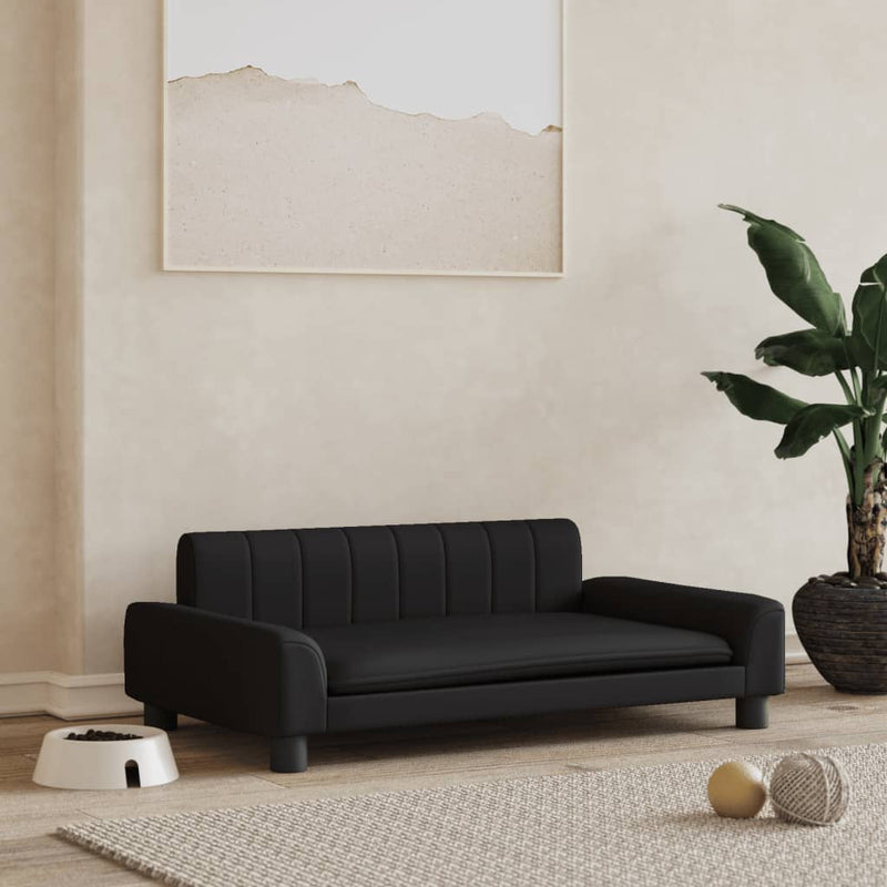 vidaXL Dog Bed Black 80x45x30 cm Faux Leather