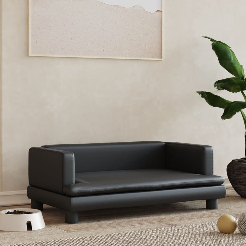 vidaXL Dog Bed Black 80x45x30 cm Faux Leather