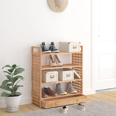 vidaXL Shoe Rack with Drawer 70x27x81 cm Solid Wood Walnut