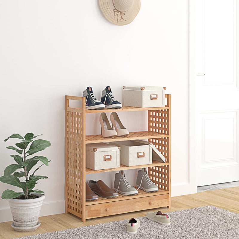 vidaXL Shoe Rack with Drawer 70x27x81 cm Solid Wood Walnut