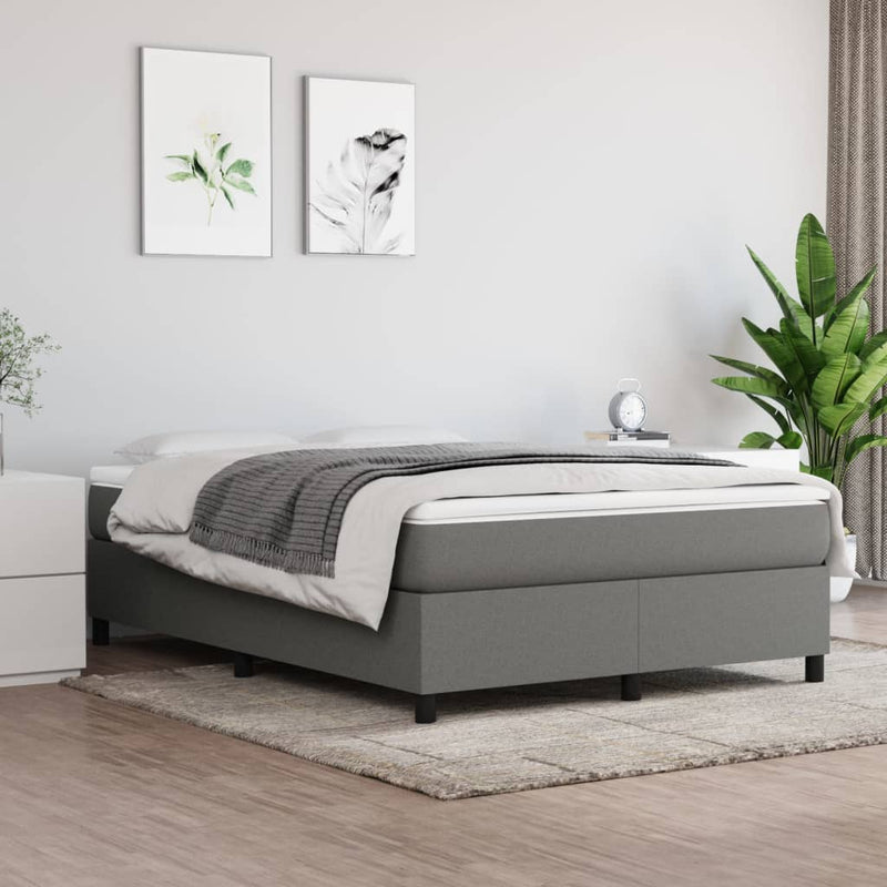 vidaXL Bed Frame without Mattress Dark Grey Double Fabric