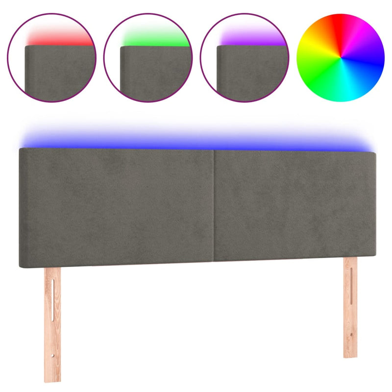 vidaXL LED Headboard Dark Grey 160 cm Velvet