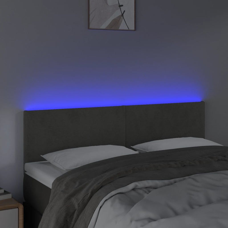 vidaXL LED Headboard Dark Grey 160 cm Velvet