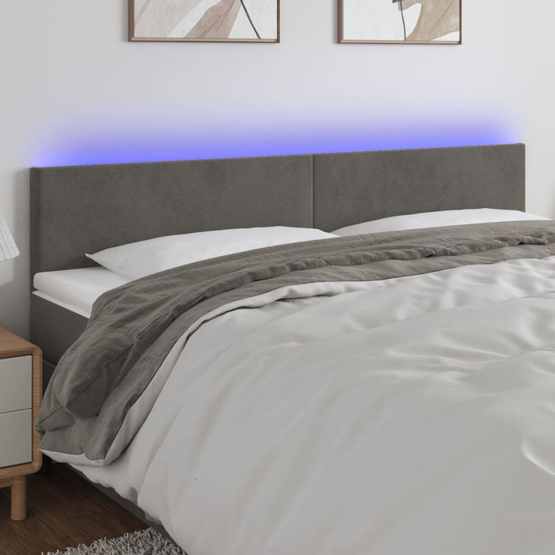 vidaXL LED Headboard Dark Grey 160 cm Velvet