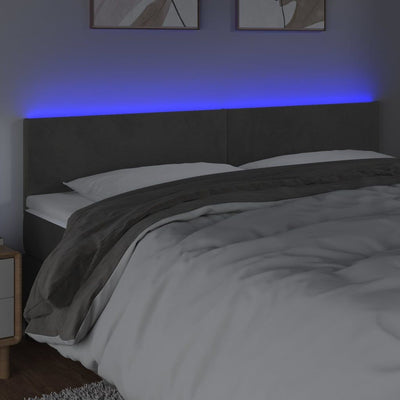 vidaXL LED Headboard Dark Grey 160 cm Velvet