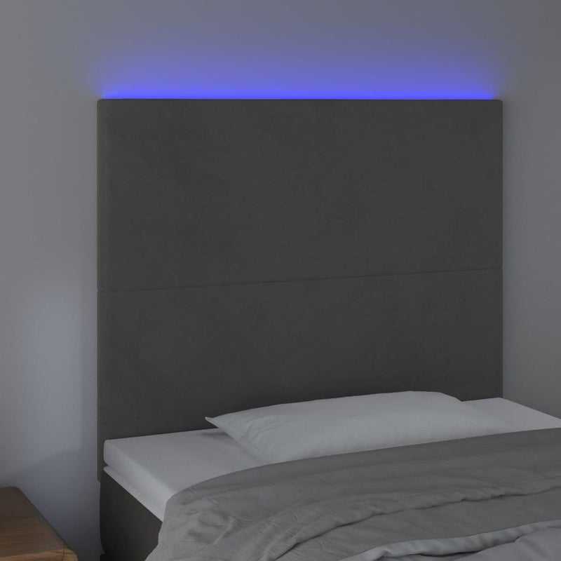 vidaXL LED Headboard Dark Grey 160 cm Velvet