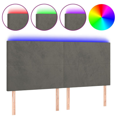 vidaXL LED Headboard Dark Grey 160 cm Velvet