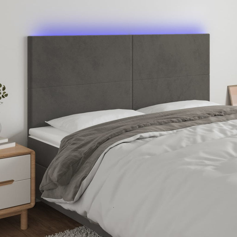 vidaXL LED Headboard Dark Grey 160 cm Velvet