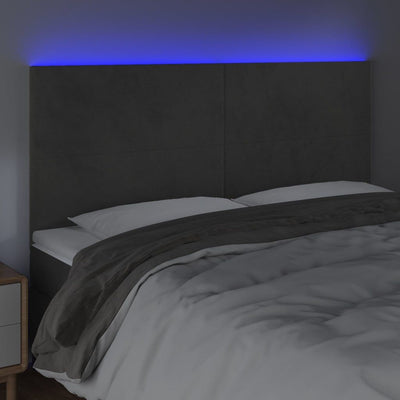 vidaXL LED Headboard Dark Grey 160 cm Velvet