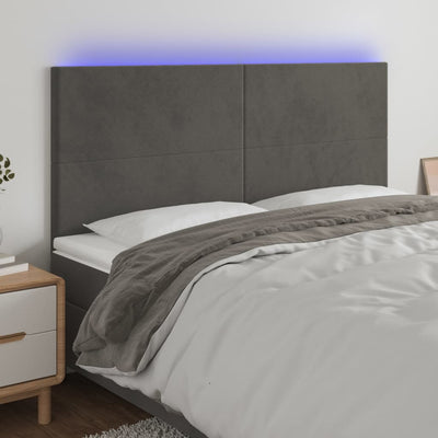 vidaXL LED Headboard Dark Grey 160 cm Velvet