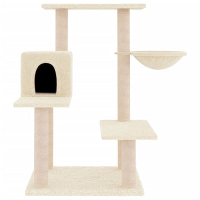 vidaXL Cat Tree with Sisal Scratching Posts Cream 132 cm