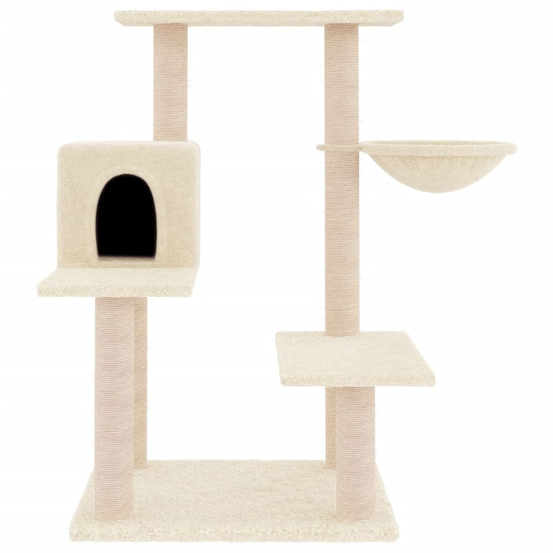 vidaXL Cat Tree with Sisal Scratching Posts Cream 132 cm