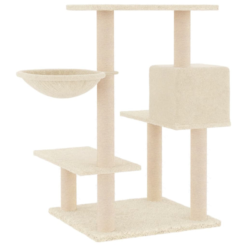 vidaXL Cat Tree with Sisal Scratching Posts Cream 132 cm