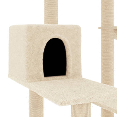 vidaXL Cat Tree with Sisal Scratching Posts Cream 132 cm