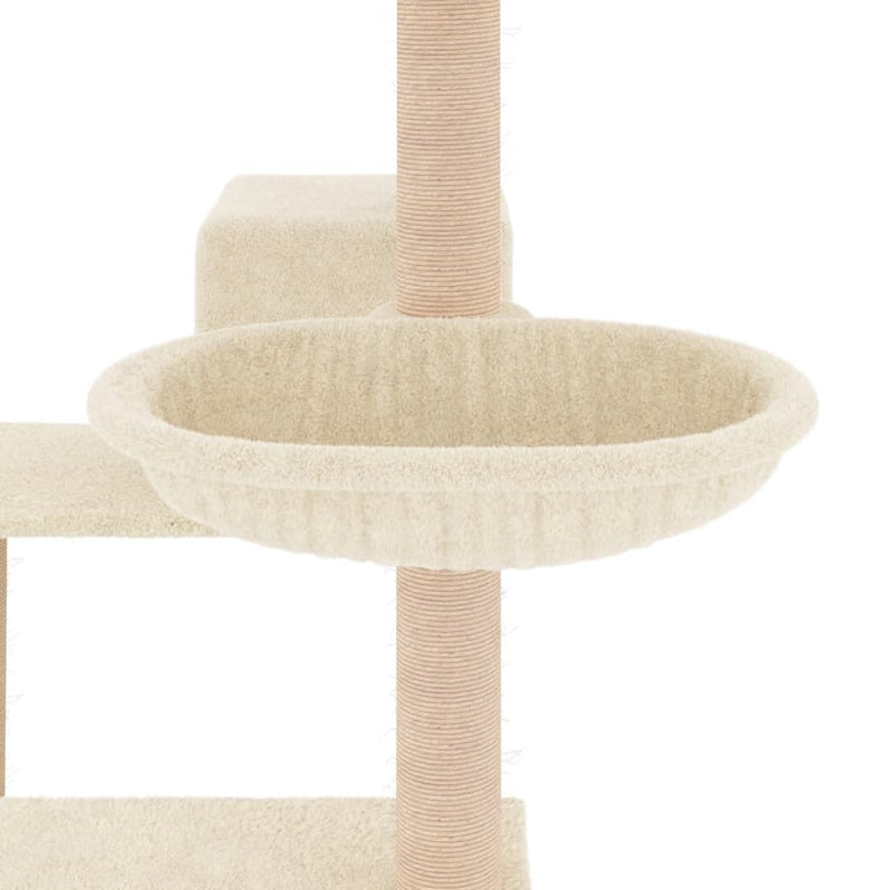 vidaXL Cat Tree with Sisal Scratching Posts Cream 132 cm