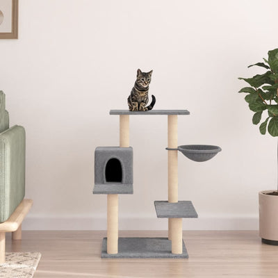 vidaXL Cat Tree with Sisal Scratching Posts Cream 132 cm