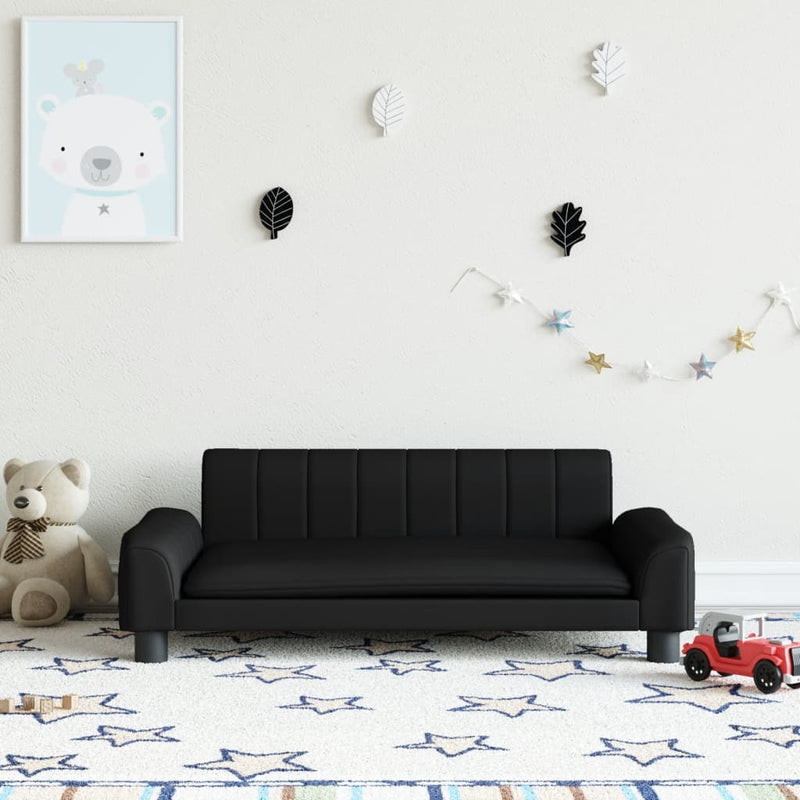 vidaXL Kids Sofa Black 70x45x30 cm Faux Leather
