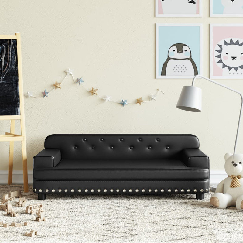 vidaXL Kids Sofa Black 70x45x30 cm Faux Leather